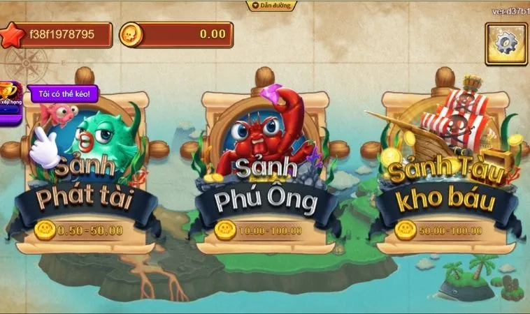 Các sảnh chơi trong game Bắn Cá Vua Hải Tặc Tại Vui123