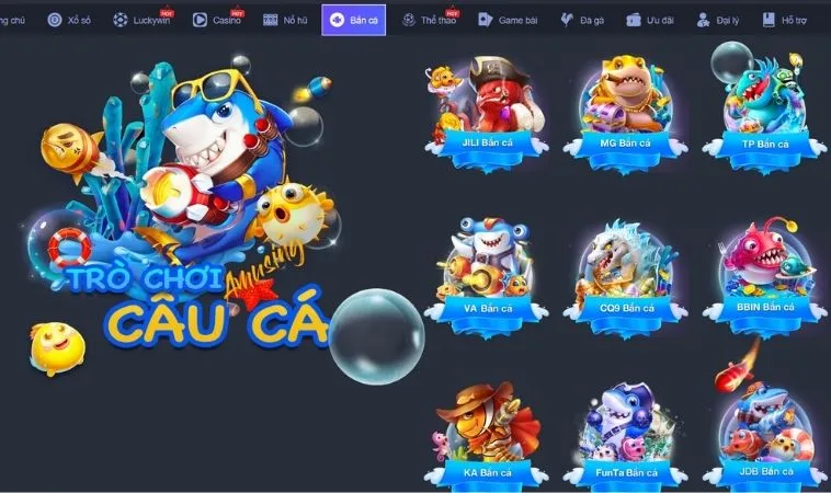 Đa dạng các sảnh bắn cá hợp tác với nhà cái Vui123