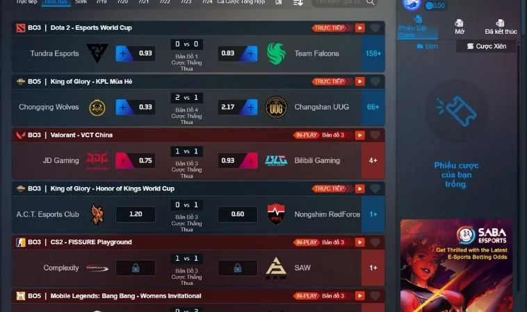 Hướng Dẫn Cách Chơi Thể Thao Điện Tử Tại Vui123 Dành Cho Gamer 2 Giao diện chơi cá cược Thể Thao Điện Tử Tại Vui123