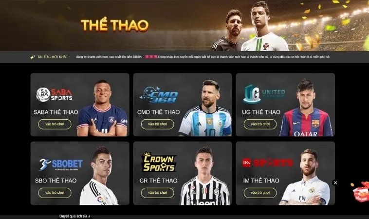 Sảnh thể thao Vui123 thiết kế giao diện đẹp, chuyên nghiệp