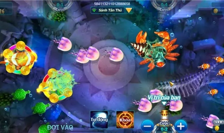 Giao diện chơi bắn cá Vui123 thiết kế đồ họa đẹp, sống động