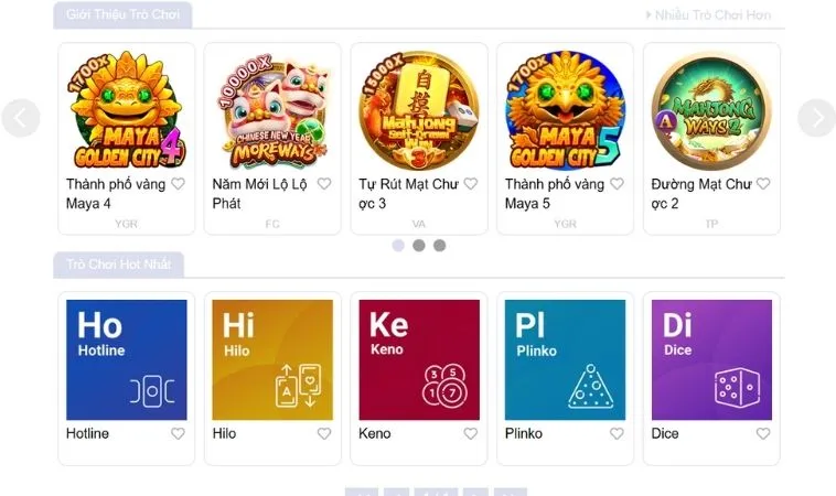Sảnh game nhanh Vui123 thiết kế giao diện đơn giản, chuyên nghiệp