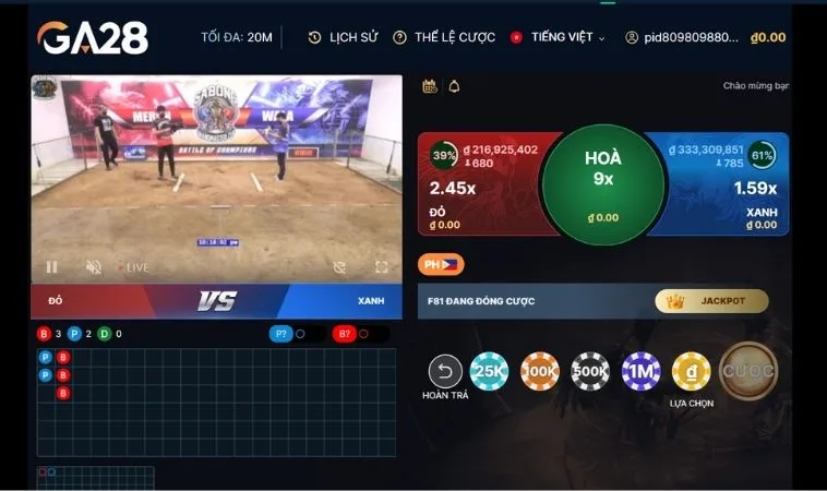 Hướng Dẫn Cách Chơi Đá Gà GA28 Tại Vui123 Chi Tiết Từ A Đến Z 2 Các cửa cược tại sảnh Đá Gà GA28 Tại Vui123