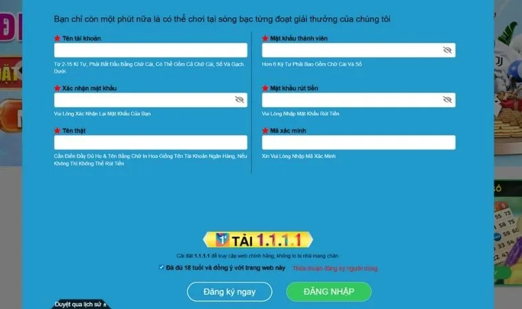 Bí Kíp Đăng Ký Vui123 Nhanh Gọn Lẹ Nhận Ngay Ưu Đãi Khủng 2 Giao diện đăng ký Vui123