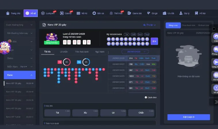 Tuyệt Chiêu Trong Cách Chơi Game Nhanh Keno Tại Vui123 Thắng Cực Lớn 2 Giao diện chơi Keno Tại Vui123