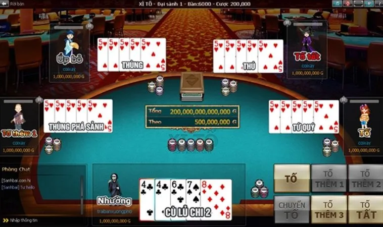 Bàn chơi Xì Tố Tại Vui123
